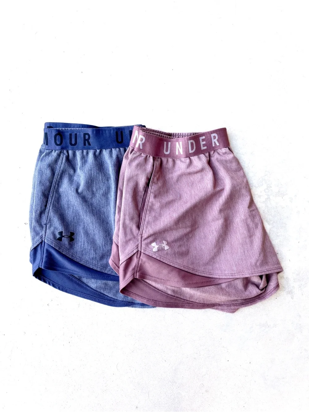 Under Armour Women’s XL HeatGear Running Shorts Bundle Blue & Mauve